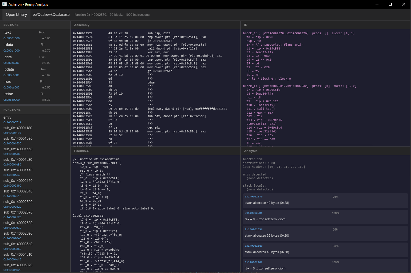 Acheron UI screenshot
